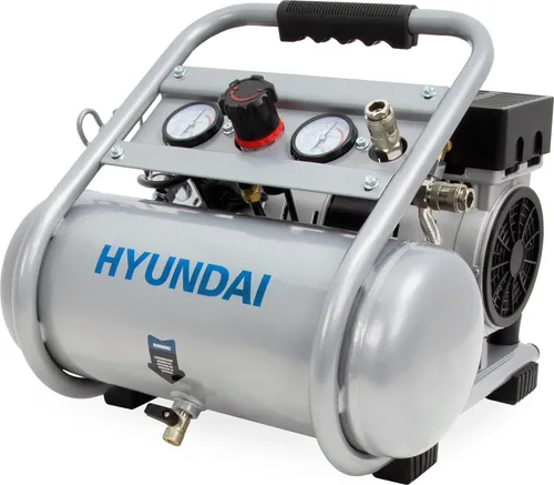 HYUNDAI Silent Kompressor SAC75008 | Flüsterleiser 8L Kompressor - Kompressoren: Extrem leiser, ölfreier Betrieb mit 0,75 kW und 128 L/Min Ansaugleistung - ideal für Werkstatt oder Garage.