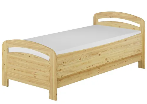 ERST-HOLZ Massivholzbett Seniorenbett 90 x 220 cm Überlänge Kiefer Massiv, Kiefer farblos lackiert