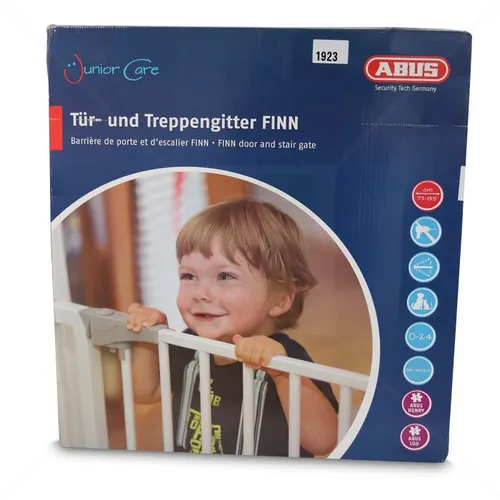 Tür- und Treppengitter Abus FINN - Kindersicherungen, flexibles Treppenschutzgitter für sichere Übergänge, verstellbar von 73 bis 81,5 cm, ideal für Familien mit kleinen Kindern.