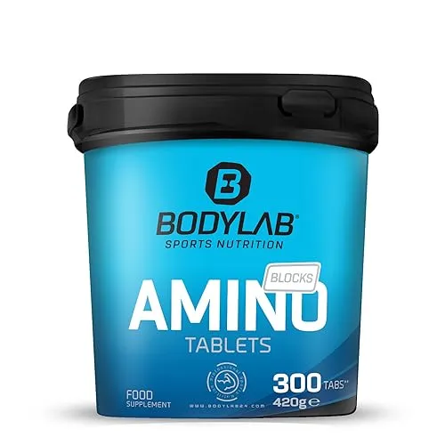 Bodylab24 Amino Tabs 300 Tabletten - Verzweigtkettige Aminosäuren (BCAA) für optimale Regeneration und Muskelaufbau, enthalten alle essenziellen Aminosäuren für maximale Leistung.