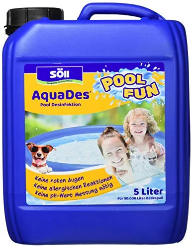 Söll 80464 AquaDes, 5 l - Effektive Pool-Desinfektion - Reinigungsmittel für Pools & Badewannen, schützt vor Bakterien und Keimen, ideal für Allergiker und Kinder dank minimalem Chlor-Einsatz.