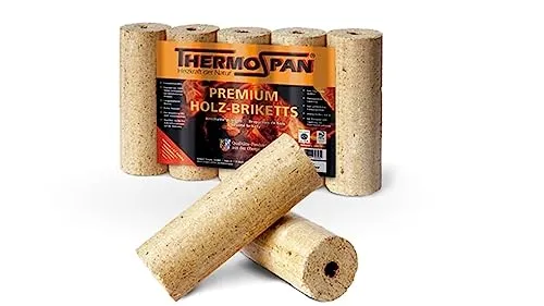Thermospan Holzbrikett 10 Kg rund mit Loch - Briketts mit hervorragender Brenndauer, ideal für effizientes Heizen und umweltfreundlich im Einsatz.
