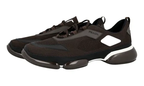 PRADA CLOUDBUST SNEAKER SCHUHE 2EG253 BRAUN SCHWARZ WEISS KNIT NEU 10 44