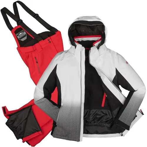 Killtec Damen Skianzug Größe 36 - Wasserdicht & Atmungsaktiv in Weiß, Grau und Rot - Funktionaler 2-teiliger Skianzug für Damen von Killtec. Mit 10.000 mm Wassersäule, winddicht und atmungsaktiv. Ideal für unbeschwerte Tage auf der Piste.