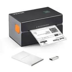 VEVOR Thermo-Etikettendrucker 300 DPI - Drucker für Versandetiketten mit 300 DPI Auflösung, Bluetooth/USB-Verbindung und automatischer Etikettenerkennung – ideal für effizientes Etikettendrucken.