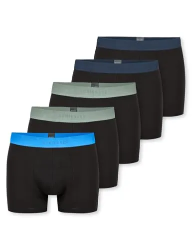 SCHIESSER Boxershorts "95/5" Herren, Gr. 4, bunt - Herrenunterhosen aus 95% Bio-Baumwolle & 5% Elasthan für perfekten Sitz und hohen Tragekomfort. Ideal für den täglichen Gebrauch mit modischem Logo-Webgummibund.