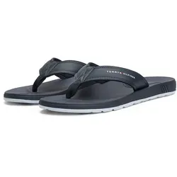 Zehentrenner TOMMY HILFIGER "MOLDED COMFORT TH BEACH SANDAL", Herren, Gr. 44, blau (dunkelblau), Lederimitat, Textil, sportlich, Schuhe, Sommerschuh, für Bad und Strand super geeignet