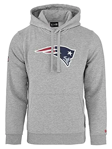 New Era NFL New England Patriots Team Logo Hoodie - Grey - S - Sport Fan Bekleidung, stylischer Kapuzenpullover mit gesticktem NFL Logo und Team-Logo-Print, ideal für echte Patriots-Fans.
