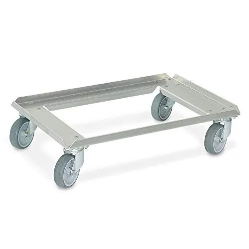 BRB-Lagertechnik Edelstahl Transportroller für Eurobehälter 600x400 mm - Transportroller aus Edelstahl mit 250 kg Tragkraft, ideal für Eurobehälter 600x400 mm. Kugelgelagerte Lenkrollen und leise Gummiräder sorgen für müheloses Manövrieren und schonen Böden.