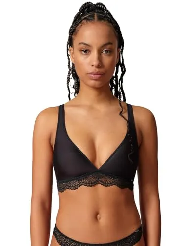 Skiny Damen Triangel Spacer BH 082629 Gr. 85B in Black - Klassischer BH aus 3D-Spacer-Material mit seitlichen Mikrofaser-Einsätzen und Spitze, ideal für optimalen Komfort und Passform.