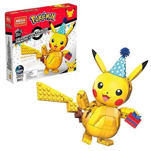 Mega Construx GWY76 - Pokémon 25. Jubiläum 10cm Pikachu Bauset mit 280 Bausteinen, ab 6 Jahren - Exklusiv bei Amazon