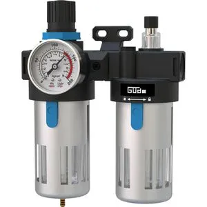GÜDE Wartungseinheit 1/2 - Druckluftfilter & Öler mit Manometer - Druckluftzubehör für saubere, stabile und optimal geschmierte Druckluft. Filtert Verunreinigungen, reguliert den Luftdruck und ermöglicht individuelle Ölzugabe.