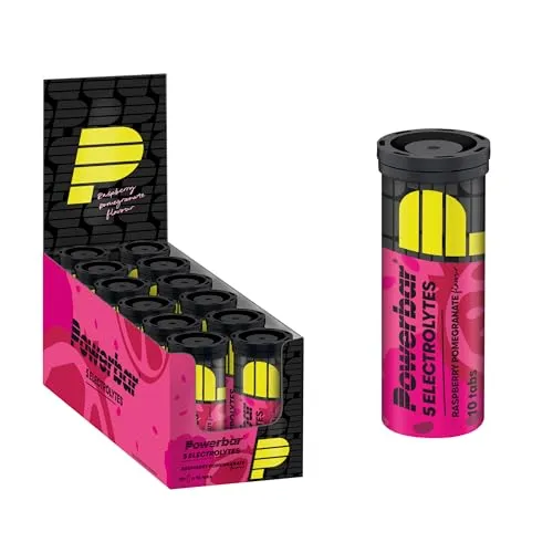 PowerBar 5Electrolytes Sports Drink - 12 x 10 Tabs, Raspberry-Pomegranate - Erfrischendes Sportgetränk mit 5 Elektrolyten, ideal zur schnellen Regeneration und optimalen Hydration während des Trainings.