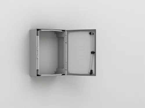 nVent Hoffman Wandgehäuse UCPT540, IP66 grau (leer) - Schaltschränke: Robust und wetterfest, ideal für Außeneinsatz, mit hoher Schlagfestigkeit (IK07) und in elegantem grauen Kunststoffdesign.