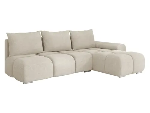 Mirjan24 Ecksofa Bukirt mit Bettkasten, 3 Sitzer L-Form Sofa mit Schlaffunktion, Eckcouch für Wohnzimmer, Couch mit Bettfunktion (Velo 621, Seite: Rechts)