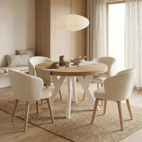 Runder Ausziehbarer Tisch PERO - Loft-Stil, skandinavisches Design, Durchmesser 100-150 cm, Eiche Craft Golden, ideal für flexible Essbereiche