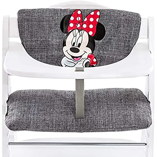 hauck Disney Sitzkissen Kompatibel mit Alpha+, Beta+ und Arketa Holzhochstuhl Highchair Pad Deluxe, Einfache Befestigung mit Klettverschluss, Maschinenwaschbar (Minnie Grey)