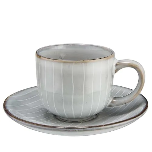 BUTLERS Espressotasse 90ml HENLEY Steinzeug Geschirr Kaffeetasse | Tasse für Tee Chai Latte Espresso Macchiato | Landhausstil reaktive Glasur | Mikrowellen- & spülmaschinenfest