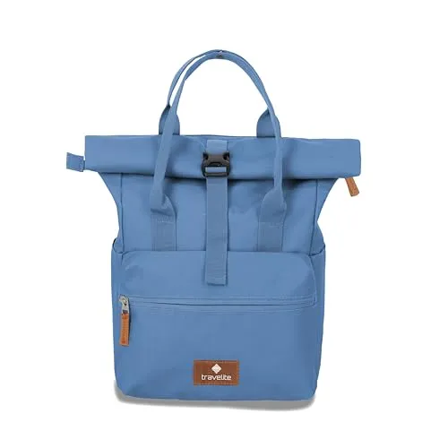 travelite Freizeitrucksack mit Laptopfach - Basic Short Handle Rollup Backpack 11L Denim blau - Modischer Rucksack für Alltag und Freizeit, bietet ein gepolstertes Laptopfach, atmungsaktive Gurte und viel Stauraum für Ihre Habseligkeiten.