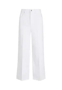 Tommy Hilfiger Weite Jeans WIDE LEG HW LOU mit Logo-Badge - Modische Jeans in Optic White, mit Nieten und Bügelfalten für einen angesagten Look. Ideal für legere Outfits und bequem zu tragen.