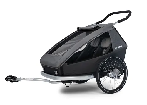 Croozer Kid Keeke 2 Kinderanhänger 2in1 mountain grey - Fahrradanhänger für 2 Kinder, vielseitig einsetzbar als Anhänger oder Buggy, ideal für aktive Familien.