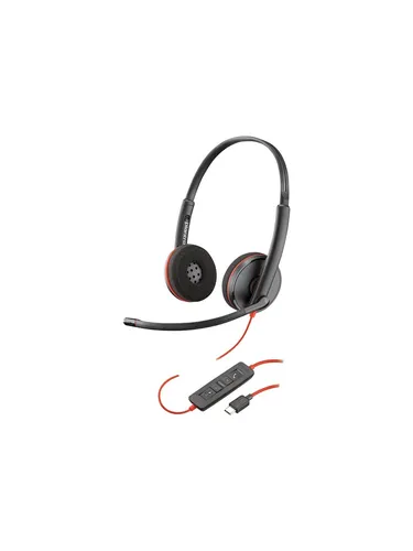 Poly Blackwire C3220 (USB-C) - Kabelgebundenes On-Ear Headset mit USB-C, ideal für klare Sprachübertragung und effektive Geräuschisolierung im Büro oder unterwegs.