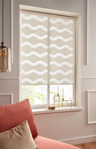 Guido Maria Kretschmer Home&Living Doppelrollo Wellen, , Lichtschutz, ohne Bohren, freihängend, Klemmfix, Fixmaß, Bestseller mit über 500 5-Sterne-Bewertungen, Klemmträger, creme