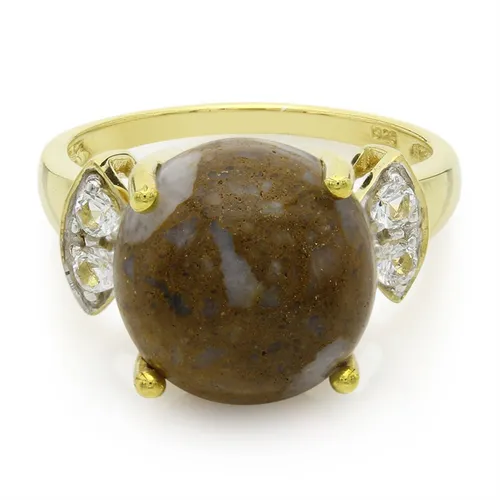 USA Dinosaurier Quarz Weiß Topas Gold Ring 6,41ct- Echtschmuck