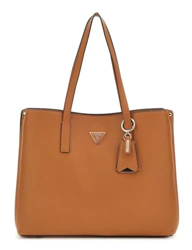 Guess Shopper Meridian II Girlfriend Tote cognac HWBG69/74230/COG - Handtaschen mit geräumigem Hauptfach, ideal für DIN A4-Unterlagen, aus recyceltem Material gefertigt und mit edlem Metall-Reißverschluss ausgestattet.