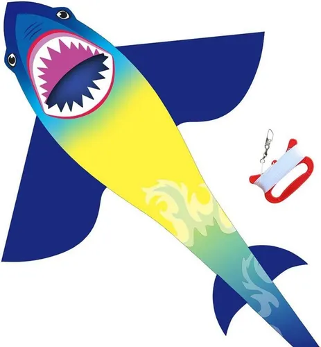 HONBO Shark Kite Drachen Regenbogen Flugdrachen Easy Flyer Set