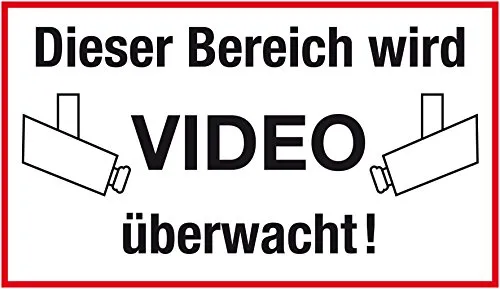 Metafranc Hinweisschild "Dieser Bereich wird Video überwacht!" - 300 x 200 mm / Beschilderung / Infoschild / Warnschild / Warnmarkierung / Sicherheitsmarkierung / Gewerbekennzeichnung / 503540