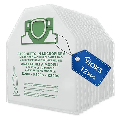 Staubsaugerbeutel 12 Stück Ersatz für Vorwerk Kobold 200 VK200 FP200 Filtertüten Filterbeutel Staubbeutel Mikrofaser für Staubsauger Bodenstaubsauger