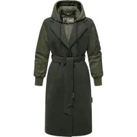 MARIKOO Damen Winterjacke N016 - Stylischer Wickelmantel mit abnehmbarer Kapuze - Funktionsjacke für Damen mit Wärme speichernder Funktion, ideal für kaltes Wetter. Bequem und stylisch, perfekt für Outdoor-Aktivitäten.