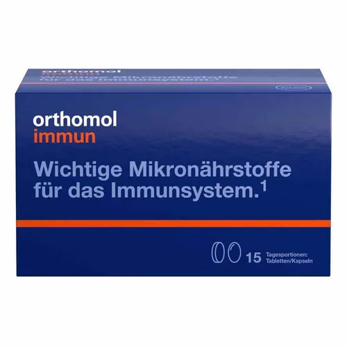 Orthomol Immun Tabletten/Kapseln 15er-Packung - Nahrungsergänzungsmittel zur Unterstützung des Immunsystems mit wichtigen Mikronährstoffen wie Vitamin C, D, Zink und Selen für ein starkes Immunsystem und Schutz vor oxidativem Stress.