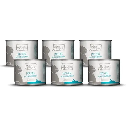 MjAMjAM - Premium Nassfutter für Katzen - zarte Ziege an leckeren Möhrchen, 6er Pack (6 x 200 g), getreidefrei mit extra viel Fleisch