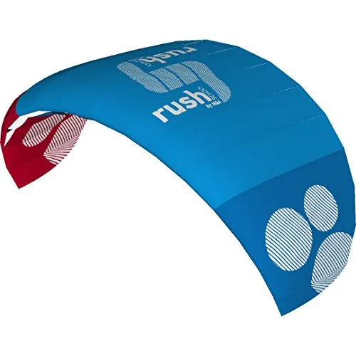 HQ4 118048 - Rush Pro School 300 Blue, Vierleiner Lenkmatte Depower-Trainerkite, Spannweite: 300cm, inkl. 200kp Dyneemaschnüre 4x20m auf Depower-Controlbar 50cm, 4-24 Knoten