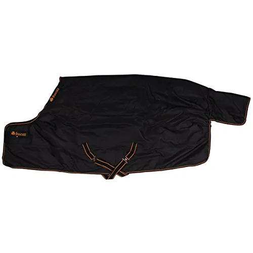 Bucas Irish Turnout extra 90 Schwarz/Gold - Wasserdichte und atmungsaktive Weidedecke für Ponys mit 300g Füllung. Flexibel durch Unterdecken- und Halsteilanbringung, ideal für wechselhaftes Wetter.