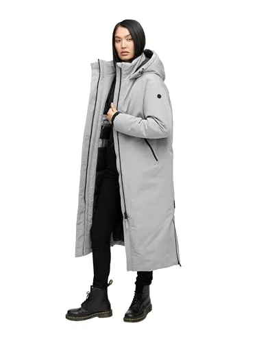 Navahoo Damen Wintermantel mit Rucksackträgern – Oversized Style in Grau, Gr. XS - Stylischer Oversized Wintermantel für maximalen Komfort und Wärme an kalten Tagen. Mit robustem Obermaterial, voluminöser Wattierung und praktischen Taschen für alle Winterabenteuer.