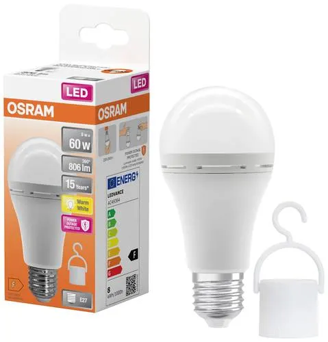 OSRAM HOMELIGHTING 4099854190087 Akkubetriebenes LED-Leuchtmittel EEK F (A - G) E27 Glühlampenform 8 W = 60 W Warmweiß (Ø x H) 60 mm x 60 mm 1 St