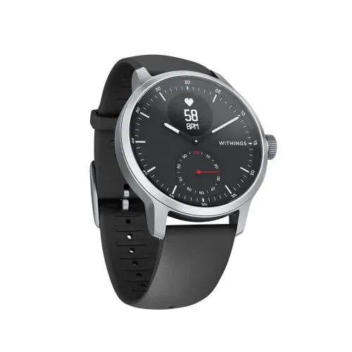 Withings ScanWatch Hybrid Smartwatch mit EKG und Herzfrequenzsensor - Smartwatch mit EKG-Funktion und Herzfrequenzsensor, ideal für Gesundheitsbewusste. Robustes Edelstahlgehäuse und Höhenmesser für präzise Fitnessüberwachung.