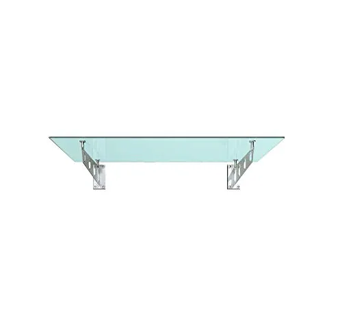 BuyLando Shop - [Modell - Milchglas] - Glasvordach - VSG Glas - inkl. Edelstahlhalter - Variationen (S-Form - Halter, 150x90cm)