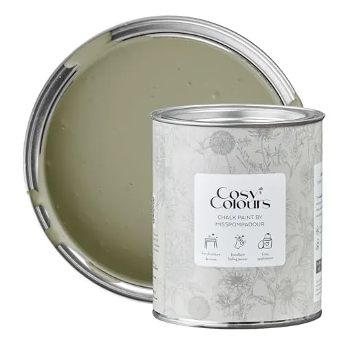 MissPompadour Kreidefarbe für Möbel - Weekend Green 750ml - Möbelfarbe in elegantem Grün, ideal für DIY und Upcycling. Hohe Deckkraft, schnelltrocknend und ohne Schleifen anwendbar - perfekt für kreative Projekte im Shabby Chic!
