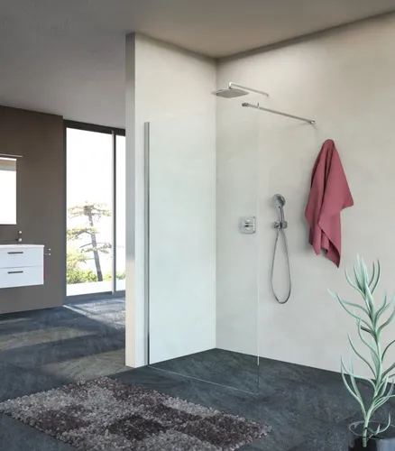 VIGOUR INDIVIDUAL 3.0 Duschabtrennung 100x200cm - Hochwertige freistehende Duschwand für Bad und Waschraum, CE-zertifiziert und in silber matt. Ideal für Wannen- und Bodenmontage, mit ESG-Glas für klare Sicht und Langlebigkeit.