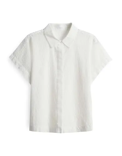 OPUS Damen Kurzarmbluse FESSIN | Sommerliche Hemdbluse mit Lochstickerei - Damenblusen mit zeitlosem Design und hochwertiger Verarbeitung, ideal für einen lässigen und stilvollen Look im Sommer.