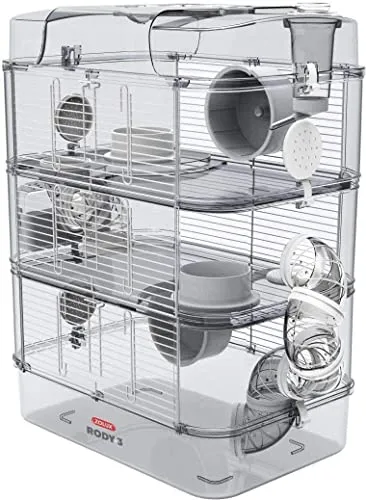 ZOLUX Klatka RODY3 TRIO - Weißer Hamsterkäfig - 3-stöckiger Käfig aus robustem Kunststoff, ideal für Hamster, bietet viel Platz zum Spielen und Erkunden.