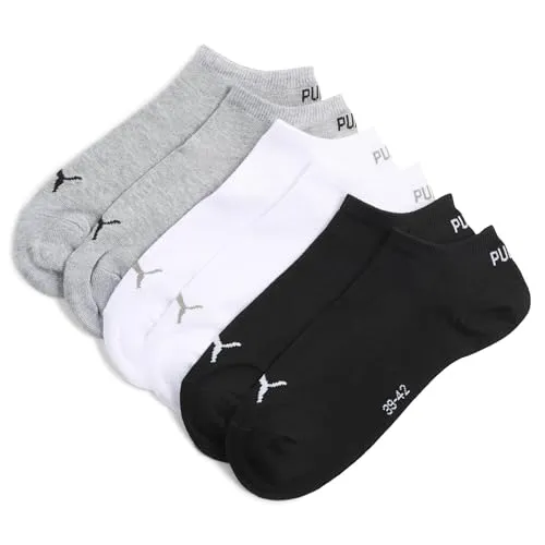 PUMA 3 Paar Unisex Herren Damen Sportsocken Kurzsocken Sneaker Socken, Farbe:Mehrfarbig, Größe:43-46, Artikel:-882 grey/white/black