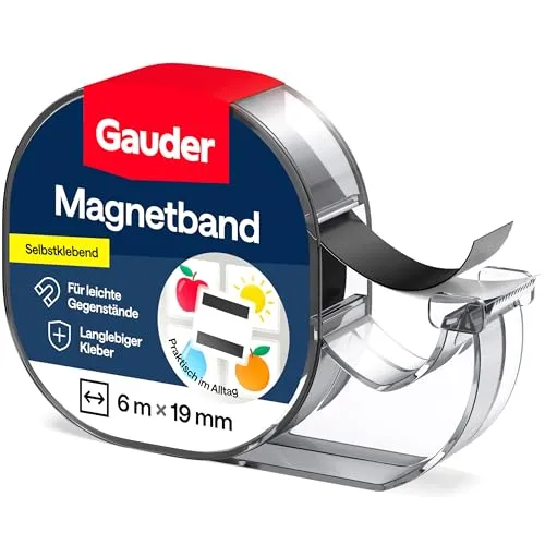 Gauder Magnetband 170910, schwarz, selbstklebend - Selbstklebendes Magnetband, 19mm x 6m, ideal für die unsichtbare Befestigung von Bildern und Postern auf Metalloberflächen. Mit nur 0,3mm Stärke kaum sichtbar und individuell zuschneidbar.
