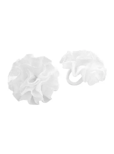 axy Haargummi Kinder Blumen Haargummis zur Kommunion in Weiss, 2 stück Haargummis, Kinder Haarschmuck Haargummi mit Stoffblumen, Modell2