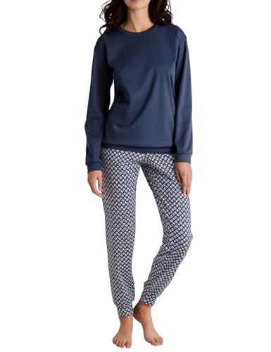 CALIDA Daylight Dreams Bündchen-Pyjama Damen - Schlafanzüge für Damen, hautfreundlich und hypoallergen, ideal für jede Jahreszeit mit atmungsaktiven und feuchtigkeitsregulierenden Eigenschaften.