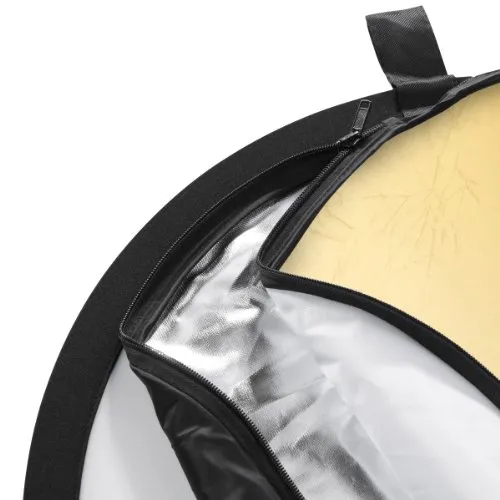 Walimex Pro 5in1 Reflektoren Set (107 cm) - Lichttechnik: Universeller Faltreflektor mit fünf verschiedenen Bezügen für perfekte Lichtsteuerung und einfache Handhabung – ideal für Foto- und Videoproduktionen.